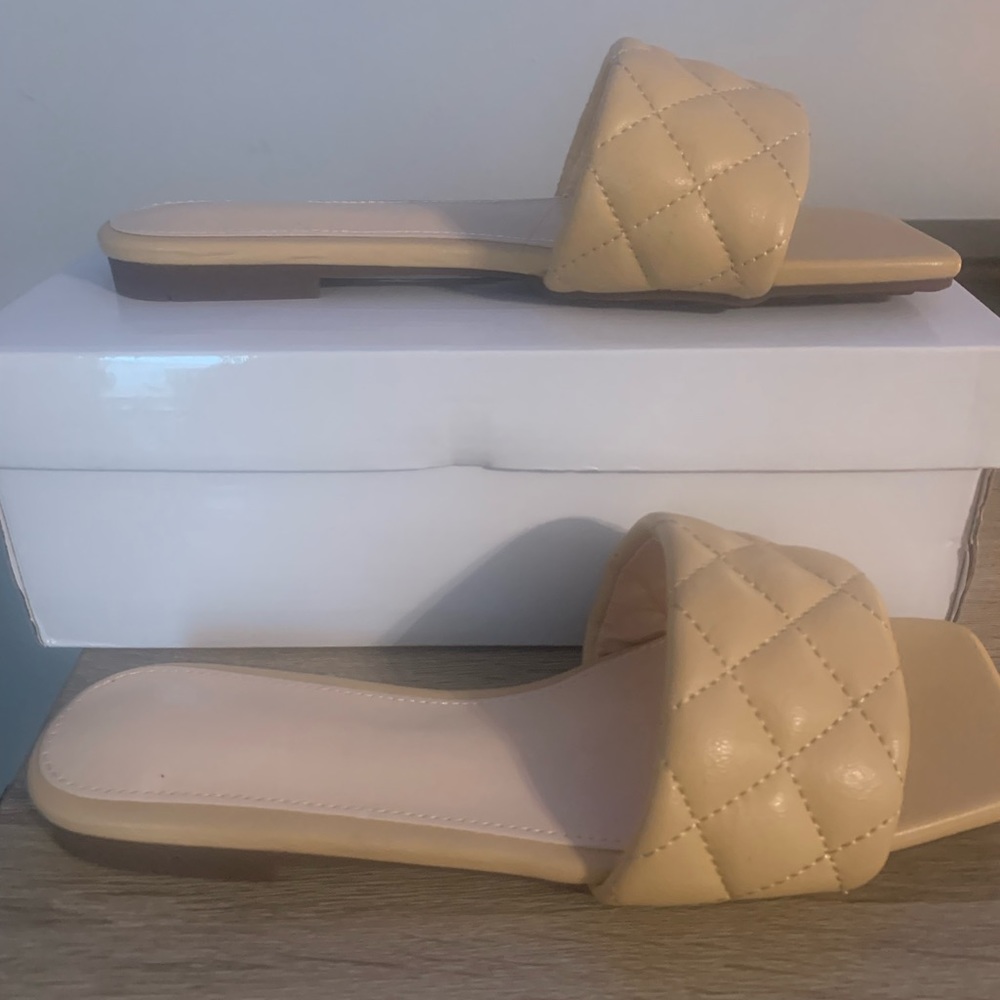 Open Toe Quilted Slides